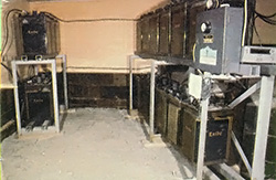 The batteries and control room are located beneath the floor of an experimental yurt.